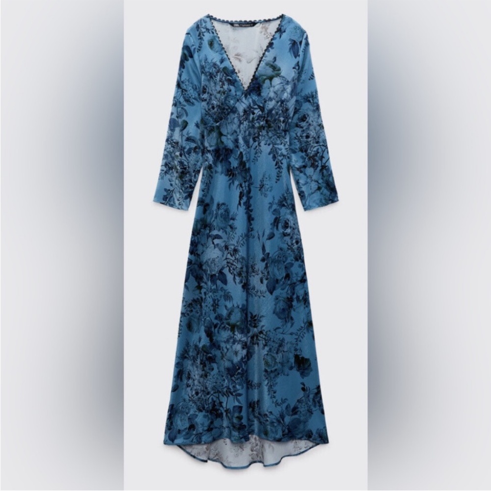 Zara Blue Floral Maxi Dress
